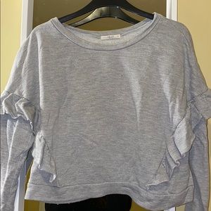 Comfy Gray Ruffled Sweater